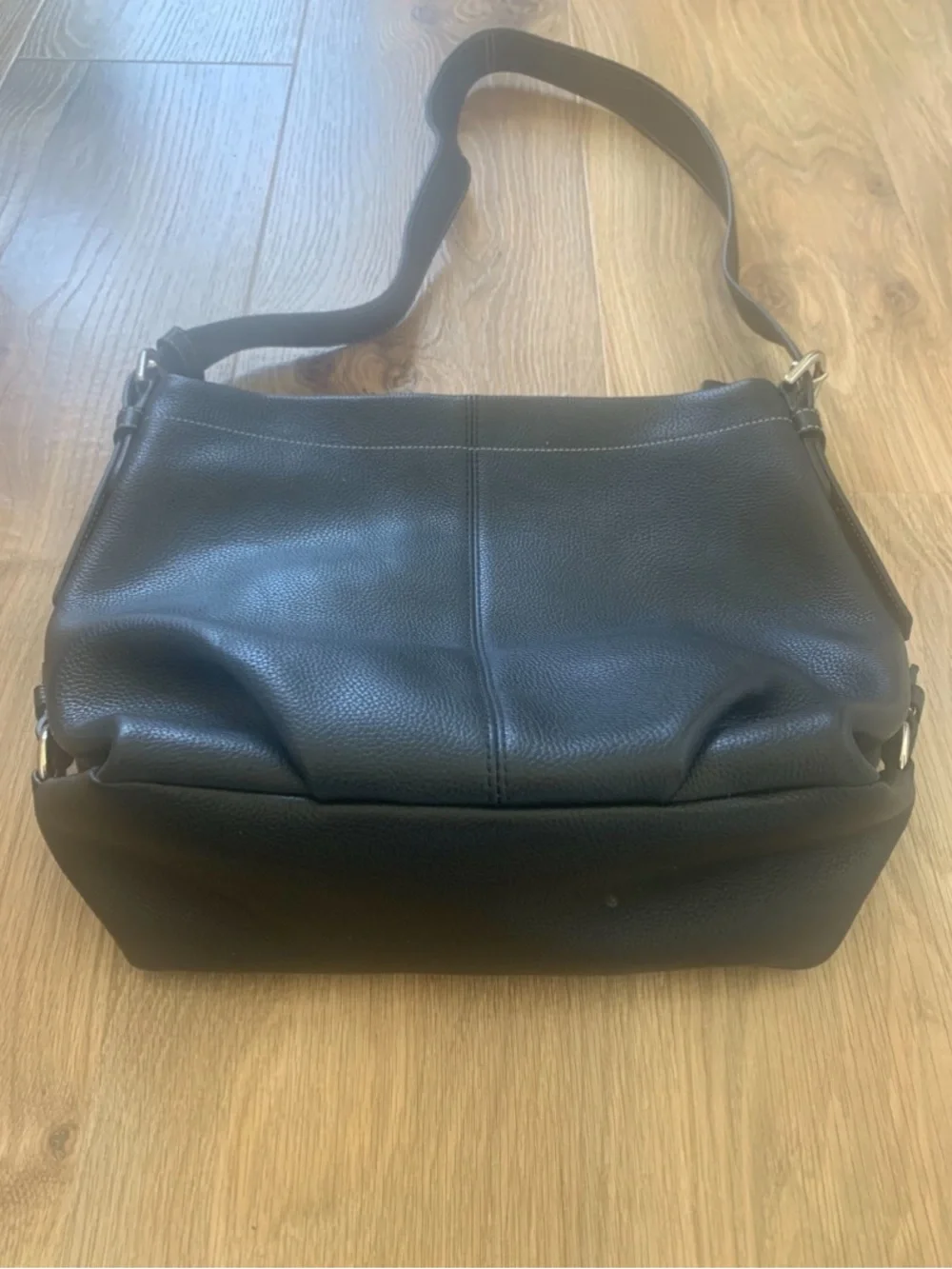 Coach F15064 Black Pebbled Leather Convertible Duffle Hobo Shoulder Crossbody